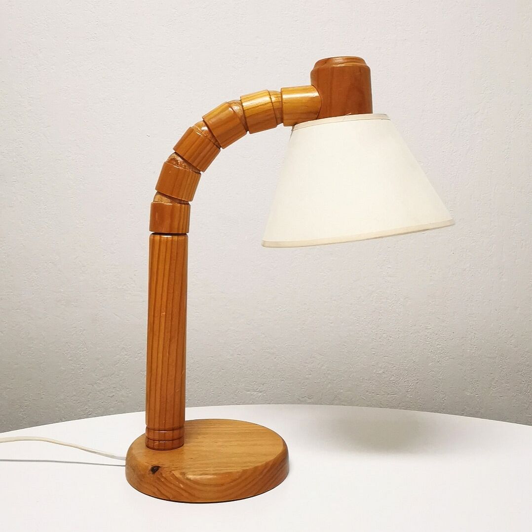 Scandinavian pine table lamp, 1970