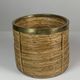 Set of 5 rattan pencil reed and brass plant holder baskets, Italy 1970s