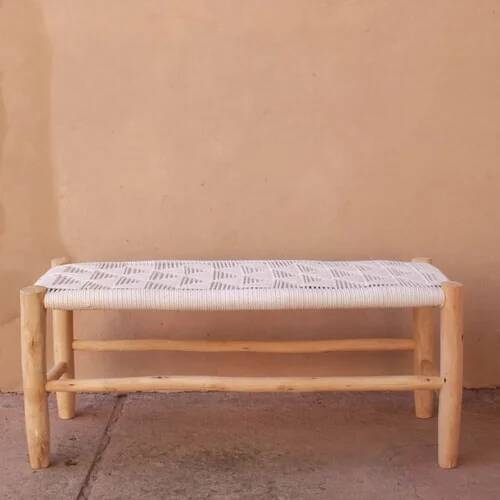 Braided white cream bench