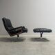 King chair with hocker by Strässle, 1960s