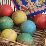 Set of 7 croquet wood balls