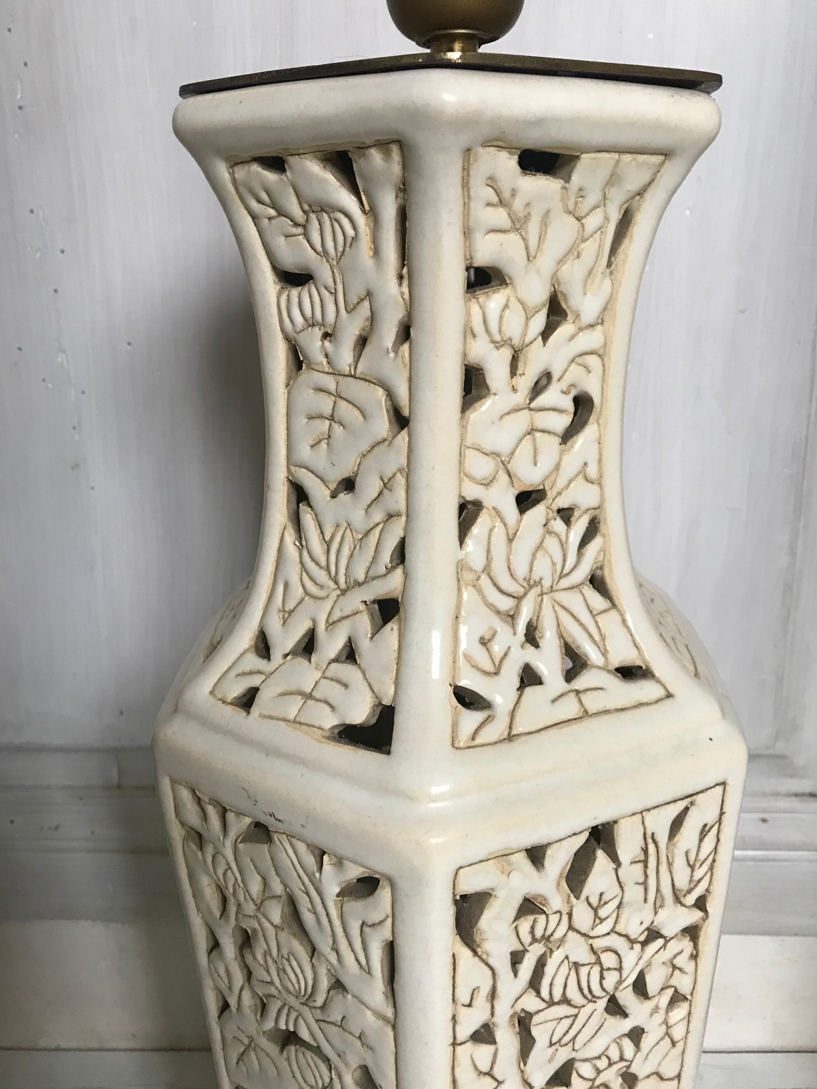 Vintage open ceramic lamp