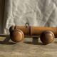 Large vintage wooden coat rack with 6 bamboo effect hooks L79