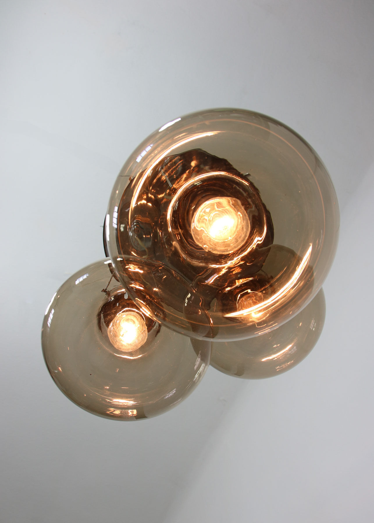 Vintage italian smoked glass chandelier, 1970s