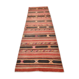 3x10 Red & Black Striped Kilim Runner Rug, 90x309Cm