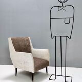 Pair of pearl grey and taupe velvet armchairs, italy