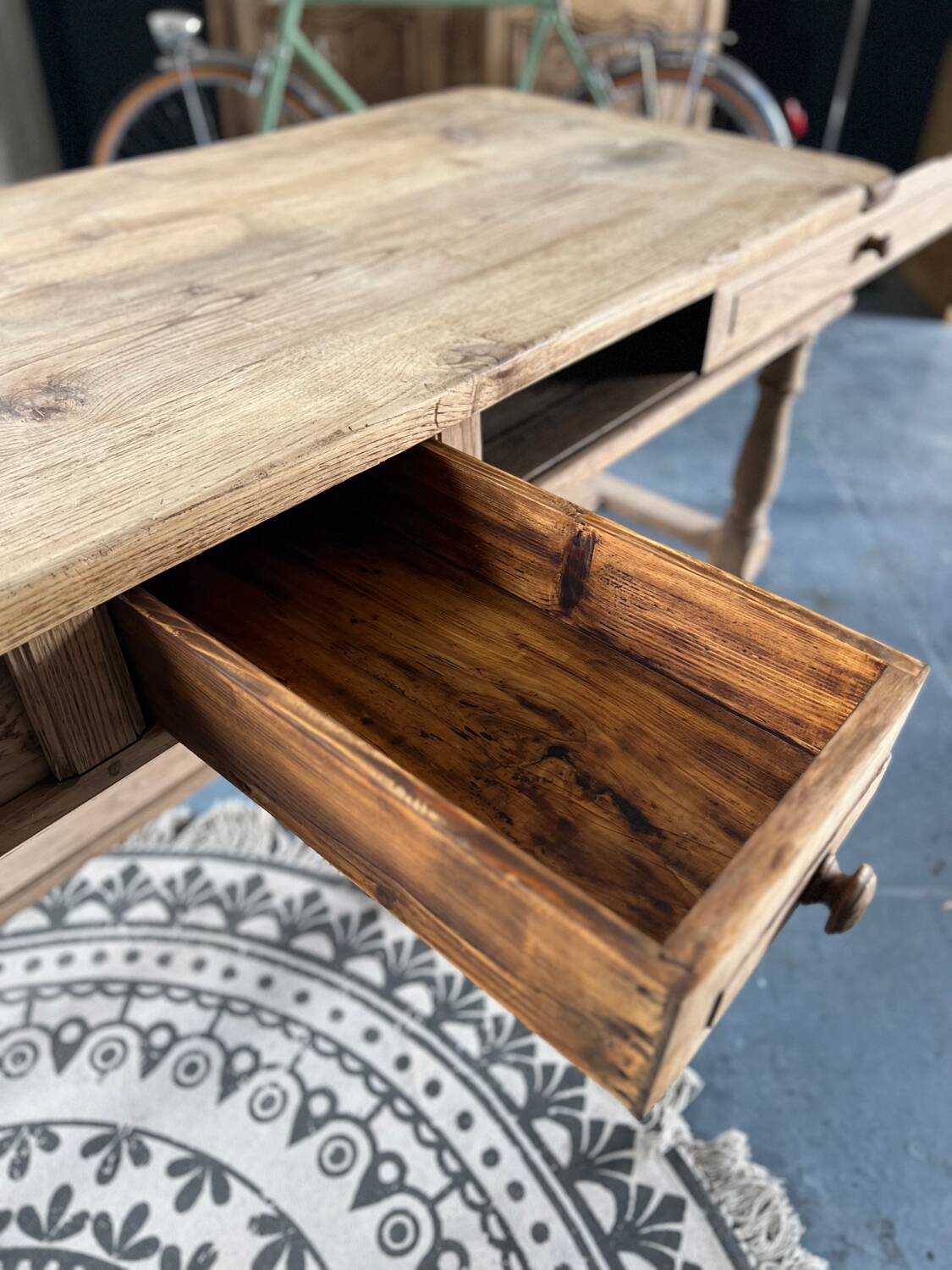 Old 19th century oak farm table