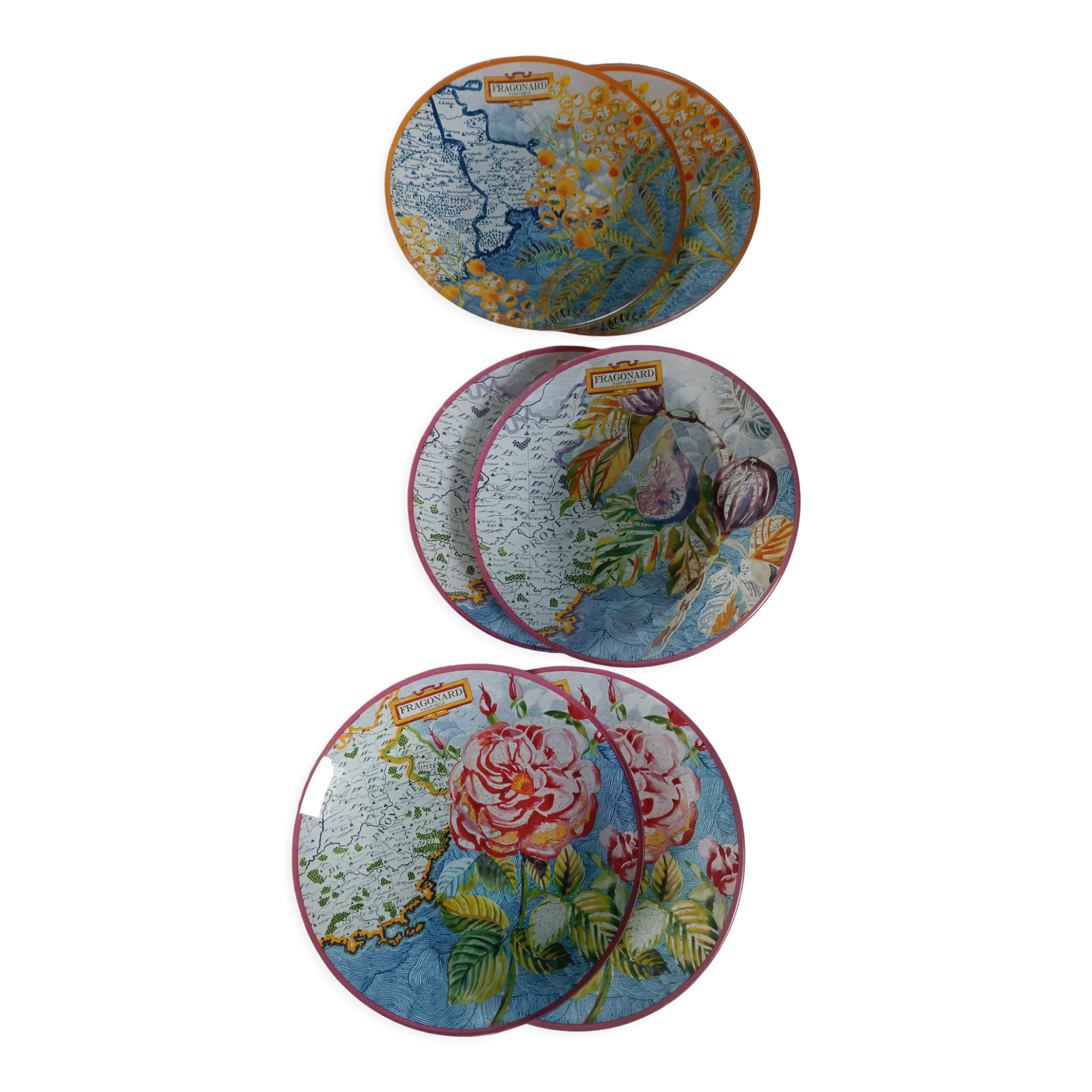 6 assiettes « cartes de Provence » - Fragonard