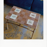 70s rattan coffee table