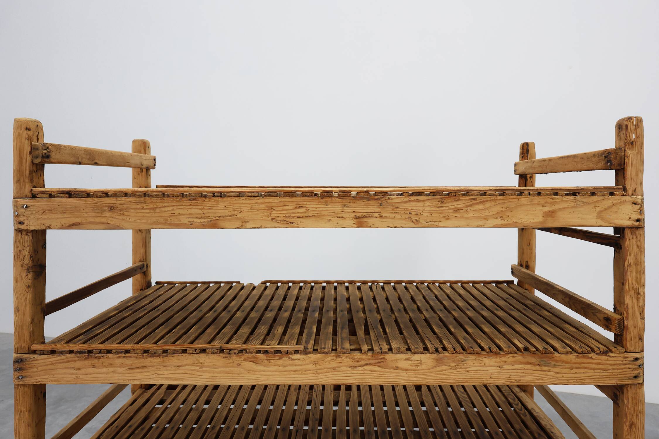 Large baker's cart/ rolling shelf in pine wood, France ca. 1900