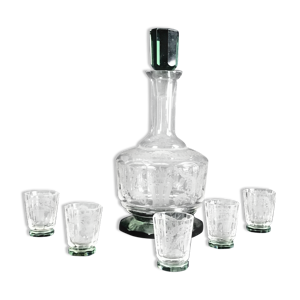 Carafe et lot de 5 verres en cristal