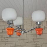 Space Age chrome and ceramic chandelier from the 70s