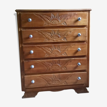 Great chest of drawers Art Deco wood blond