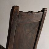 Antique primitive carved oak arm chair, Belgium