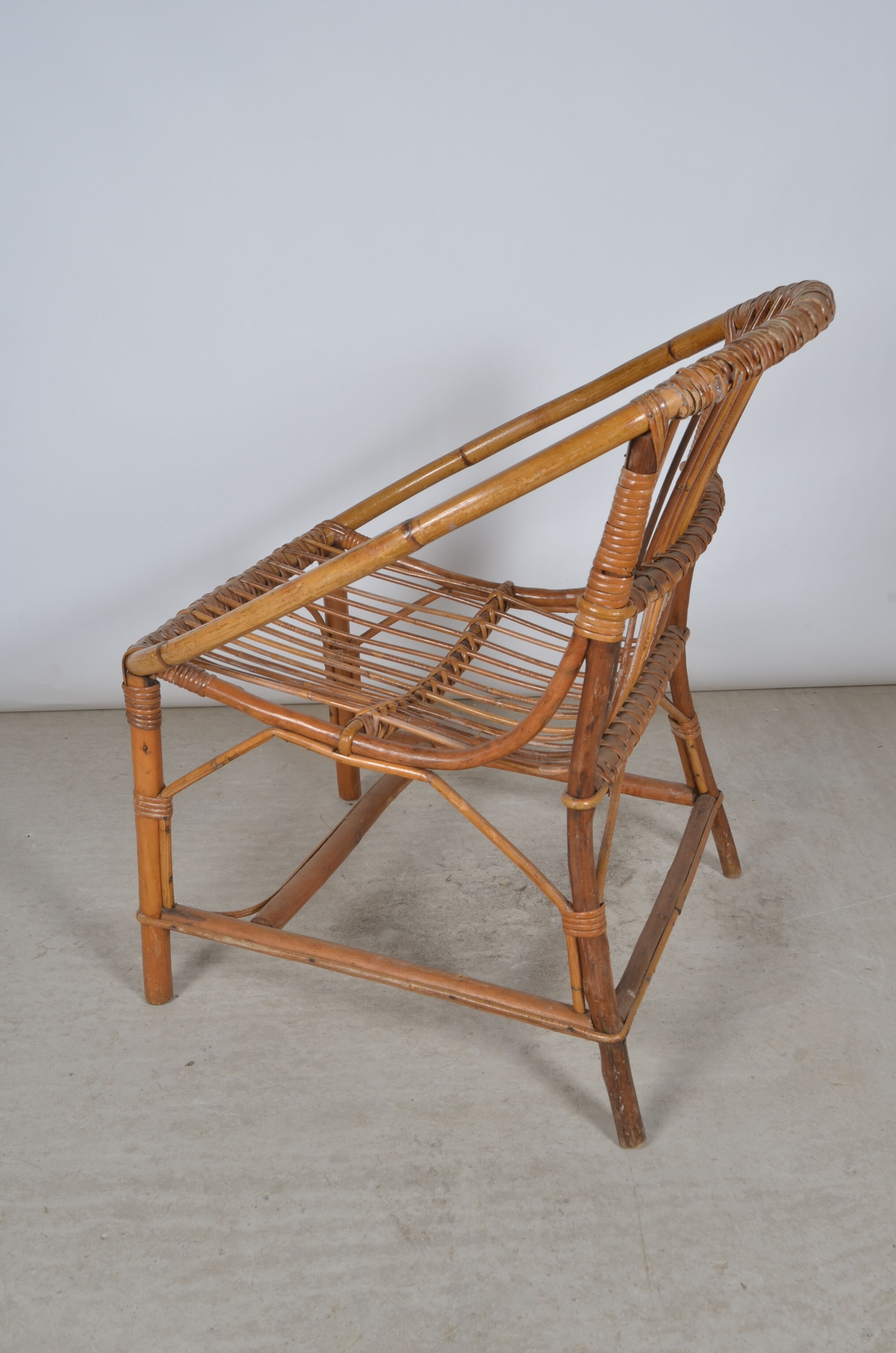 Vintage armchair basket or rattan shell 1960