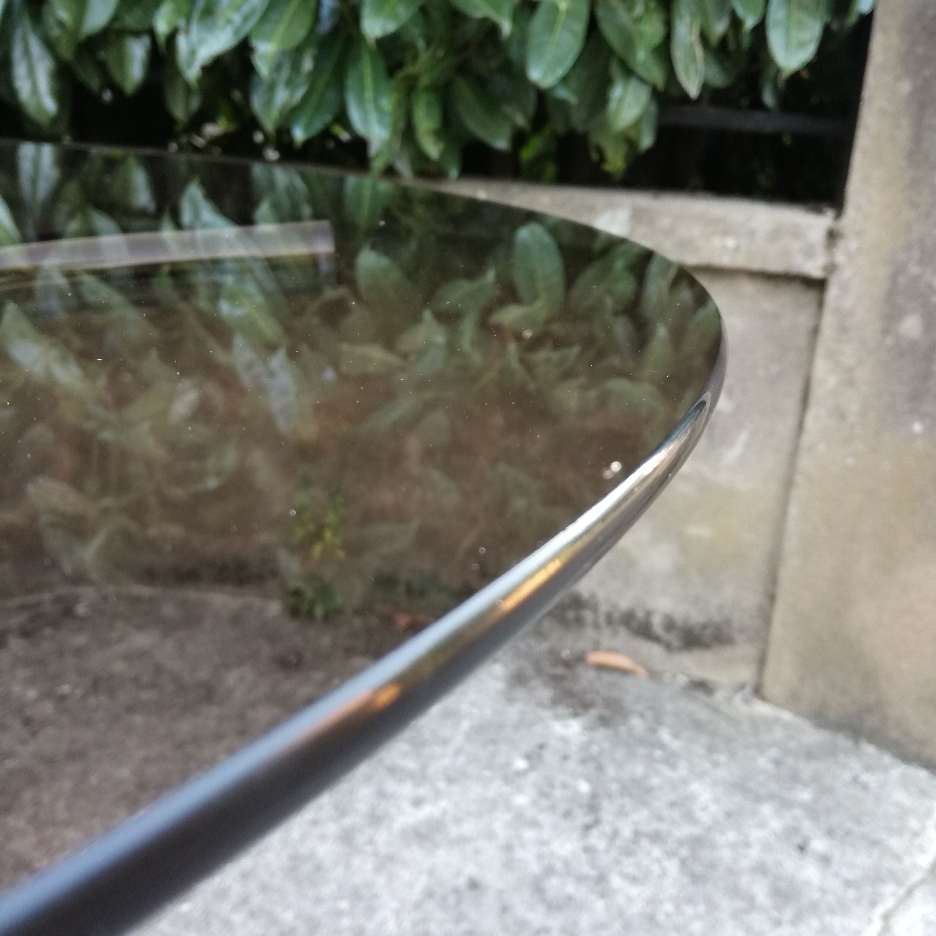 Smoked glass and chrome round table 1970