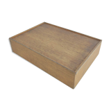 Wooden box locker with sliding lid compartment