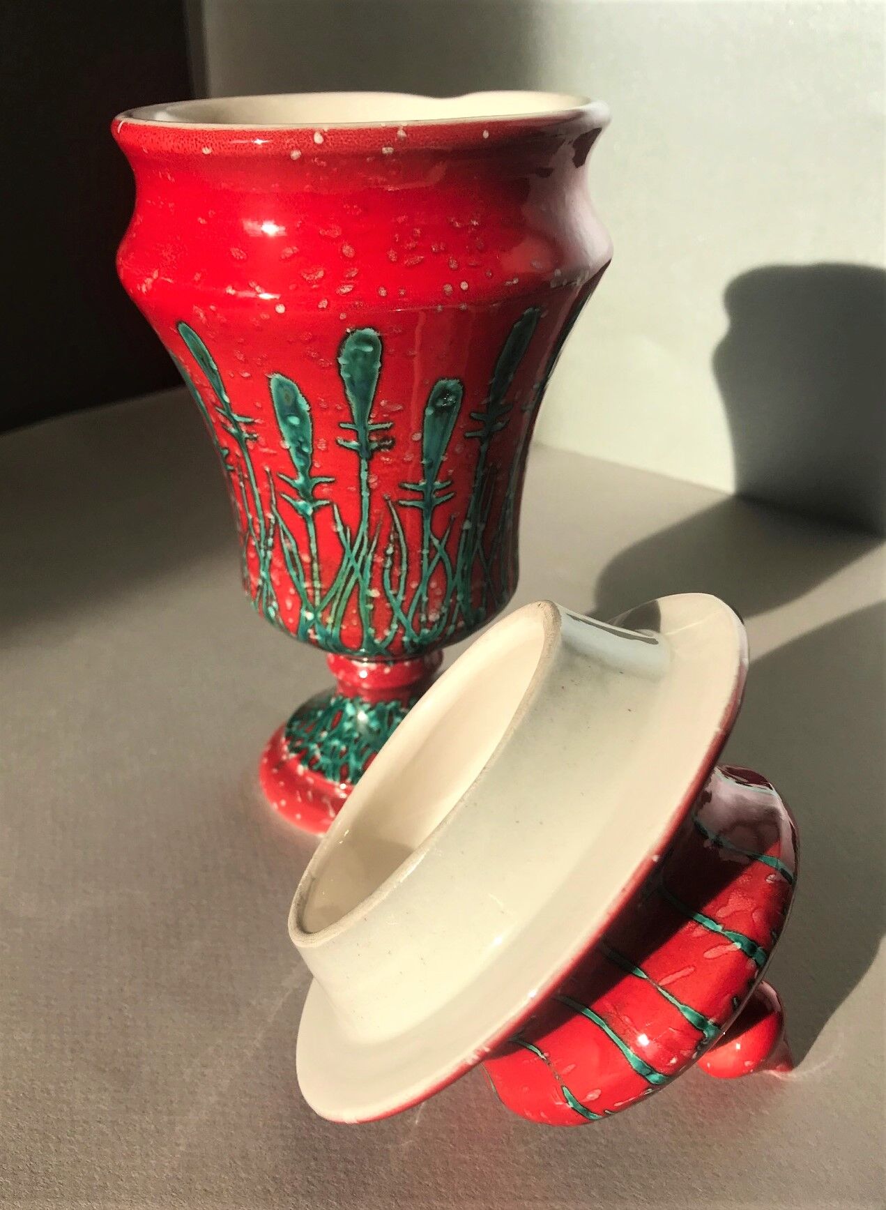 Vintage Italian ceramic lidded vase