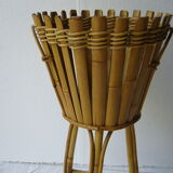 Pot door in rattan and vintage bamboo