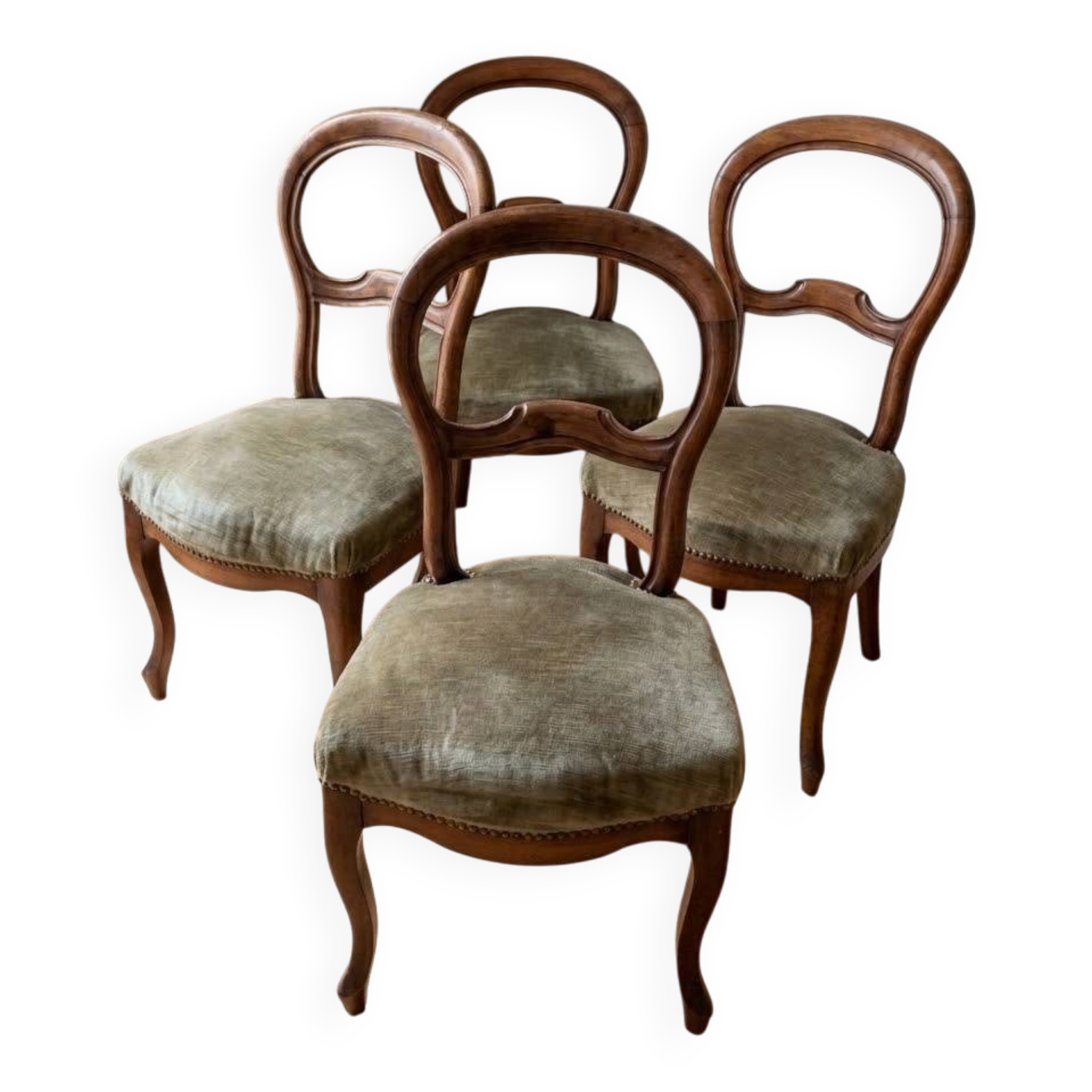 Set of 4 antique Louis-Philippe style wooden chairs.