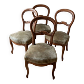 Lot de 4 chaises anciennes style Louis-Philippe en bois