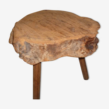 Tabouret  en bois tronc d arbre Art Populaire