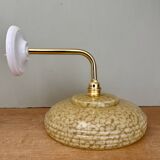 Angled wall lamp with vintage shade in yellow Clichy glass