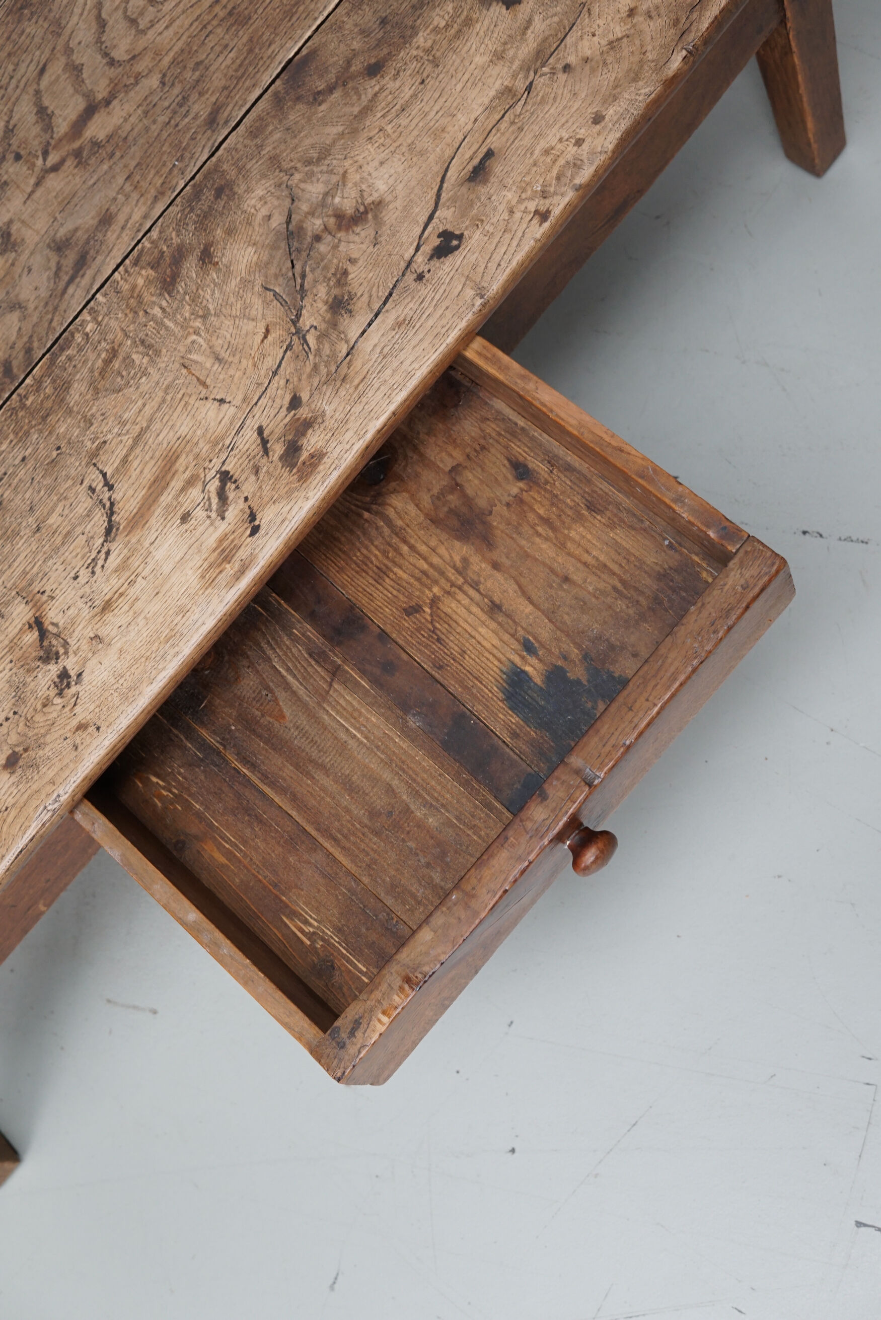 French 19th century farmhouse rustic natural chestnut coffee table