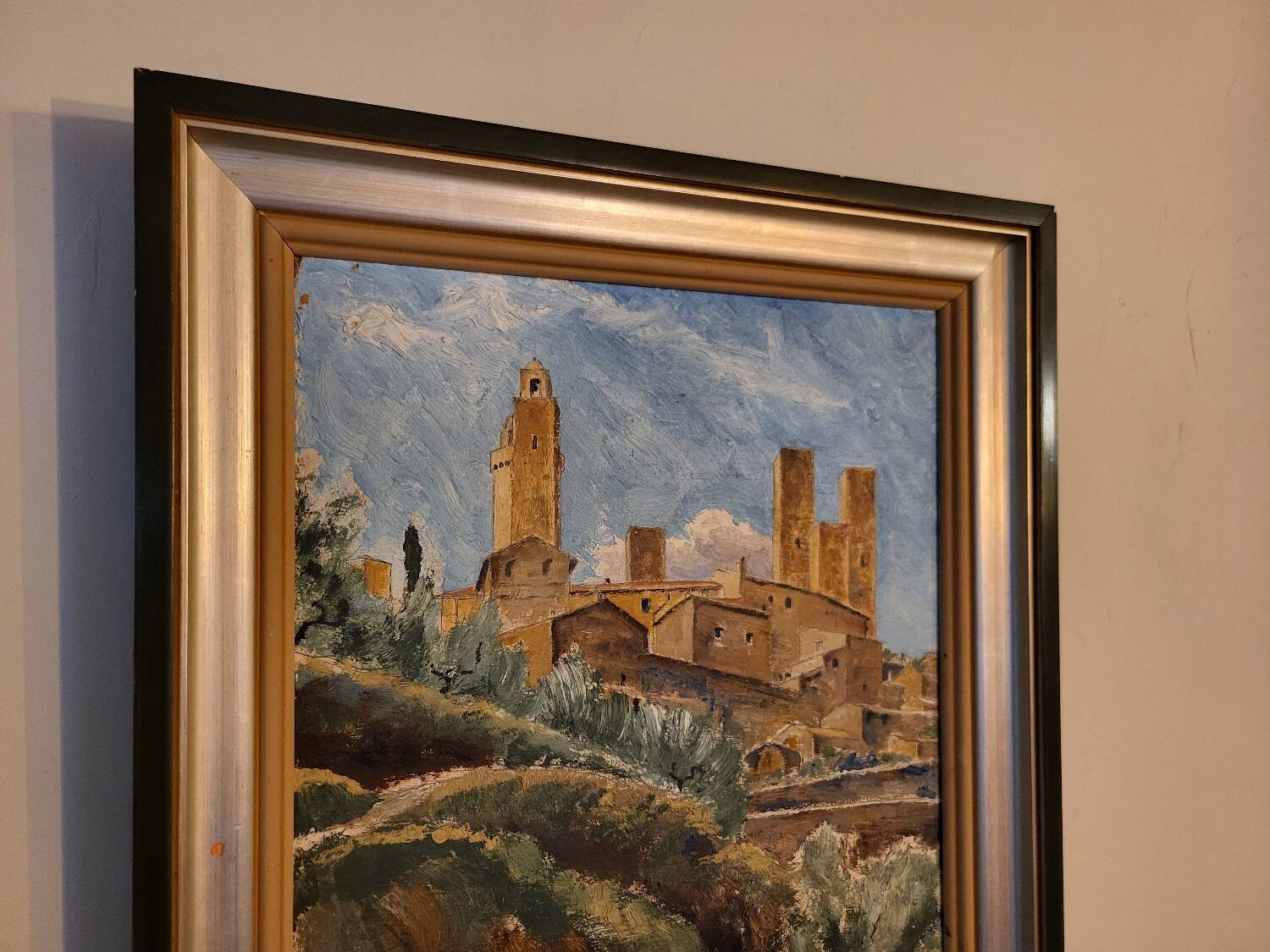 Oil painting by Hans Lindén /1938/ San Gimignano Italy
