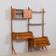 Teak 2-Bay Ergo Modular Wall Unit with double chest of drawers, a cabinet & 2 shelves by John Texmon