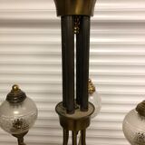 Glass and brass suspension and its vintage sconces