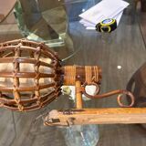 Pair of wall lights, rattan, 1950