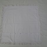 Taie d'oreiller blanche ancienne 78x74cm monogrammée et brodée main