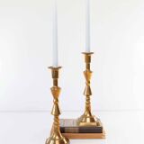 Pair of vintage Swedish candlesticks in gilded brass. 20th century