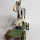 Ancien jouet articulé à tirer 27 cm, âne, 1900