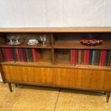 Bibliothèque vintage rétro en teck style milieu du siècle par Herbert E. Gibbs 1960 Slim •