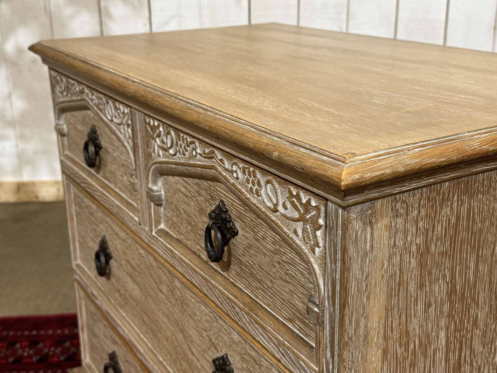 English commode in cerused oak from the 1950s.