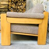 Scandinavian sofa 3-seater elm structure wool cushions chinée 1960