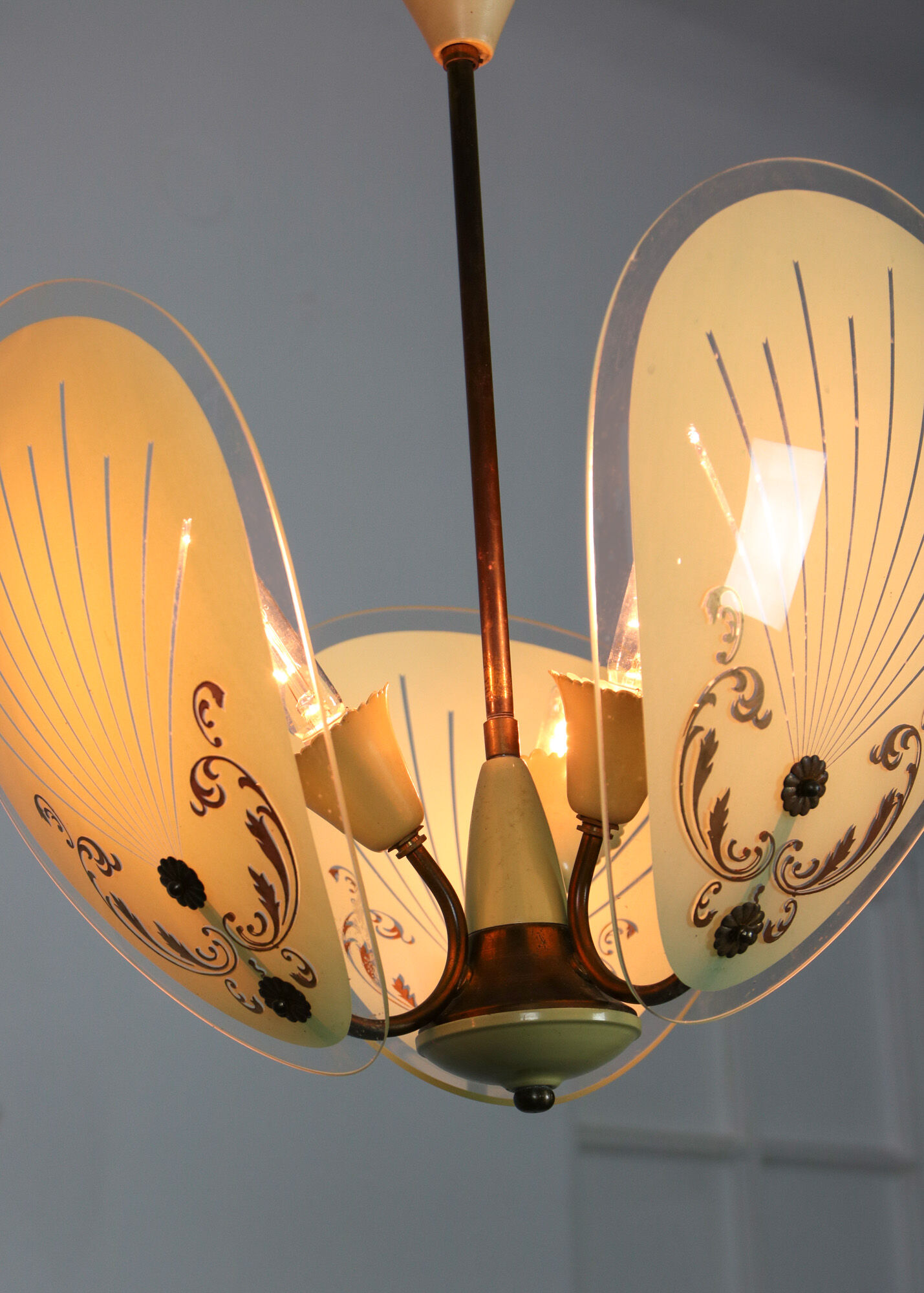 Vintage murano glass pendant light, 1950s