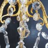 Pair of wall lamps two bronze lights with grapevines and crystal garlands – Louis XV style