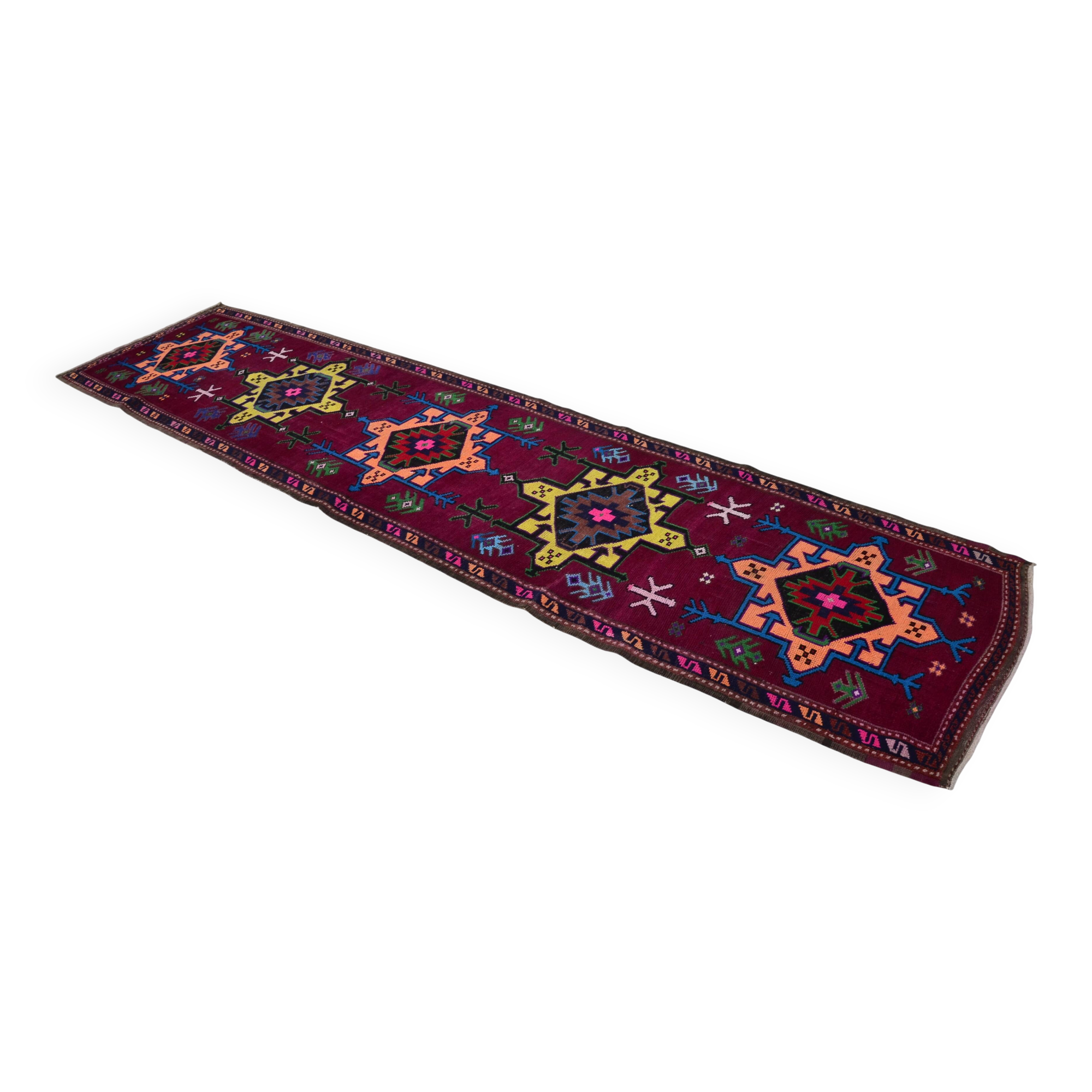 Turkish Multicolour Oushak Runner Sku 2063