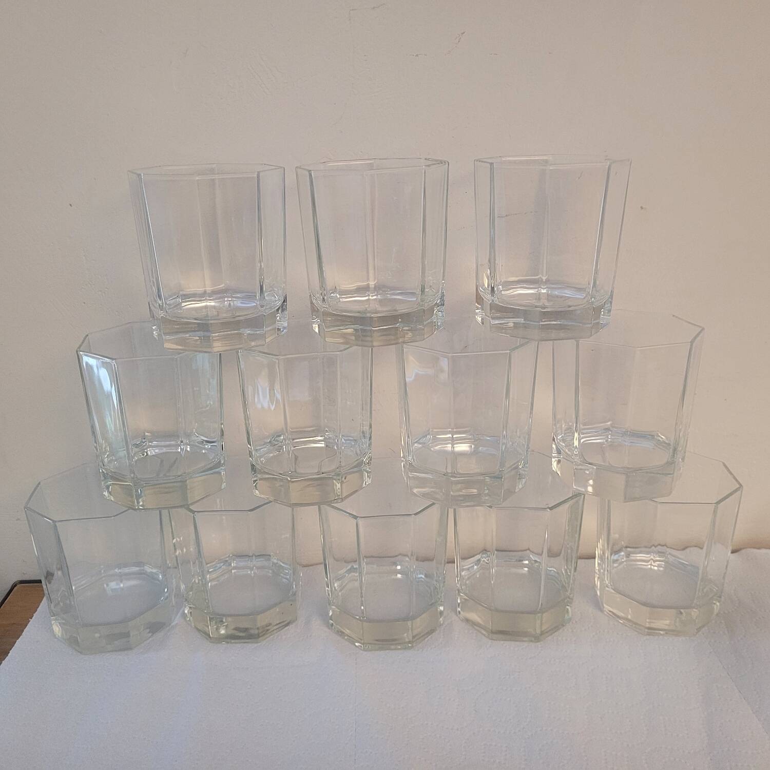 12 octagonal glasses - 80's