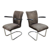2 vintage Toon de Wit (Gebroeders De Wit) chairs beige corduroy