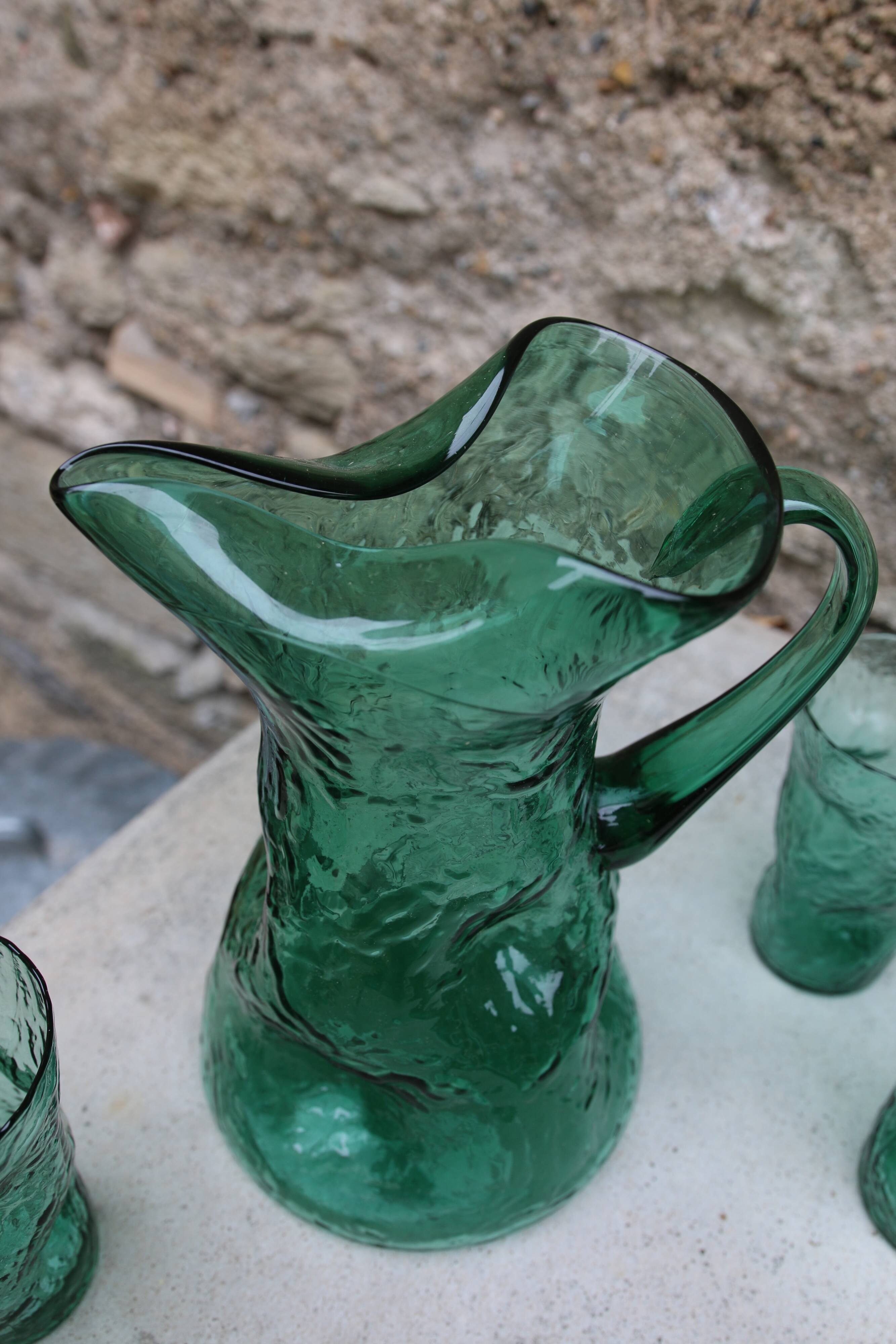 Vintage blown glass orangeade set