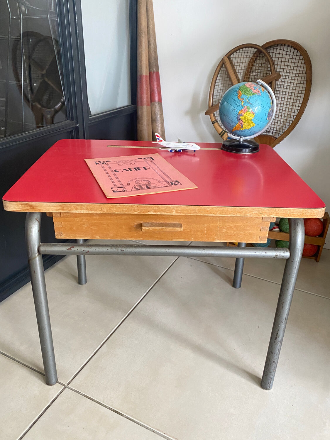 Vintage Formica children's desk and chair set