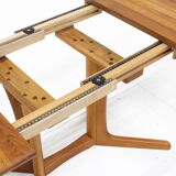 Vintage Danish oval extendable dining table Dyrlund solid teak
