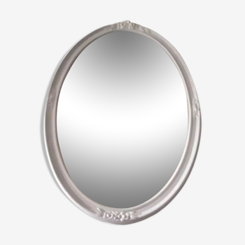 Miroir ovale blanc vintage en résine 45x65cm