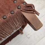 1970s, Danish armchair, salmon pink furniture velour, beech wood.