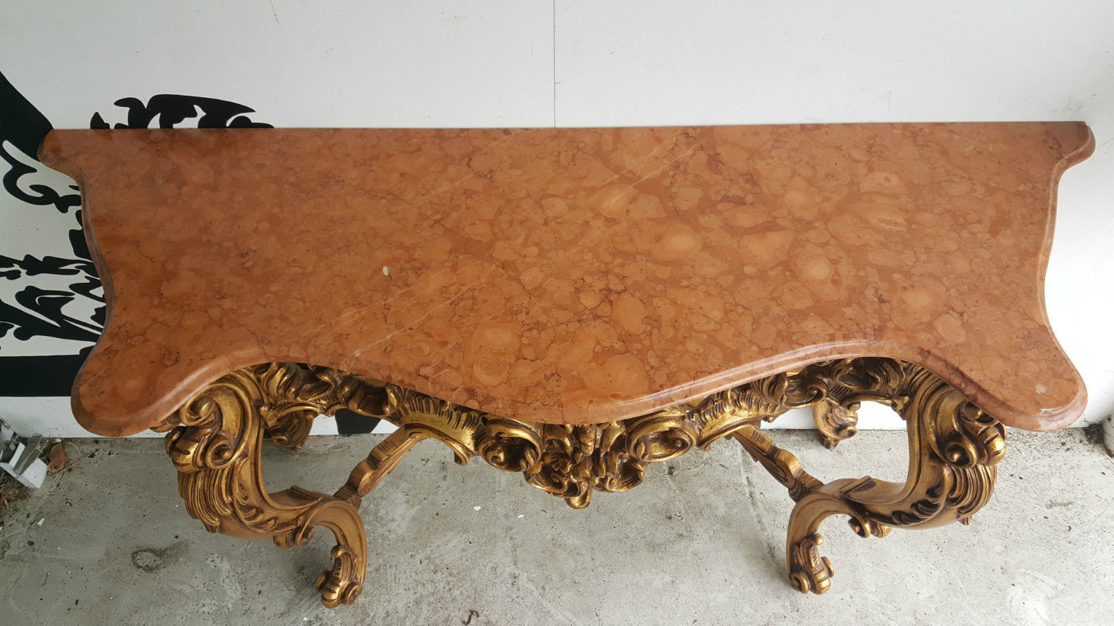 Claude Dalle large console wood dore platter signed marble Romeo