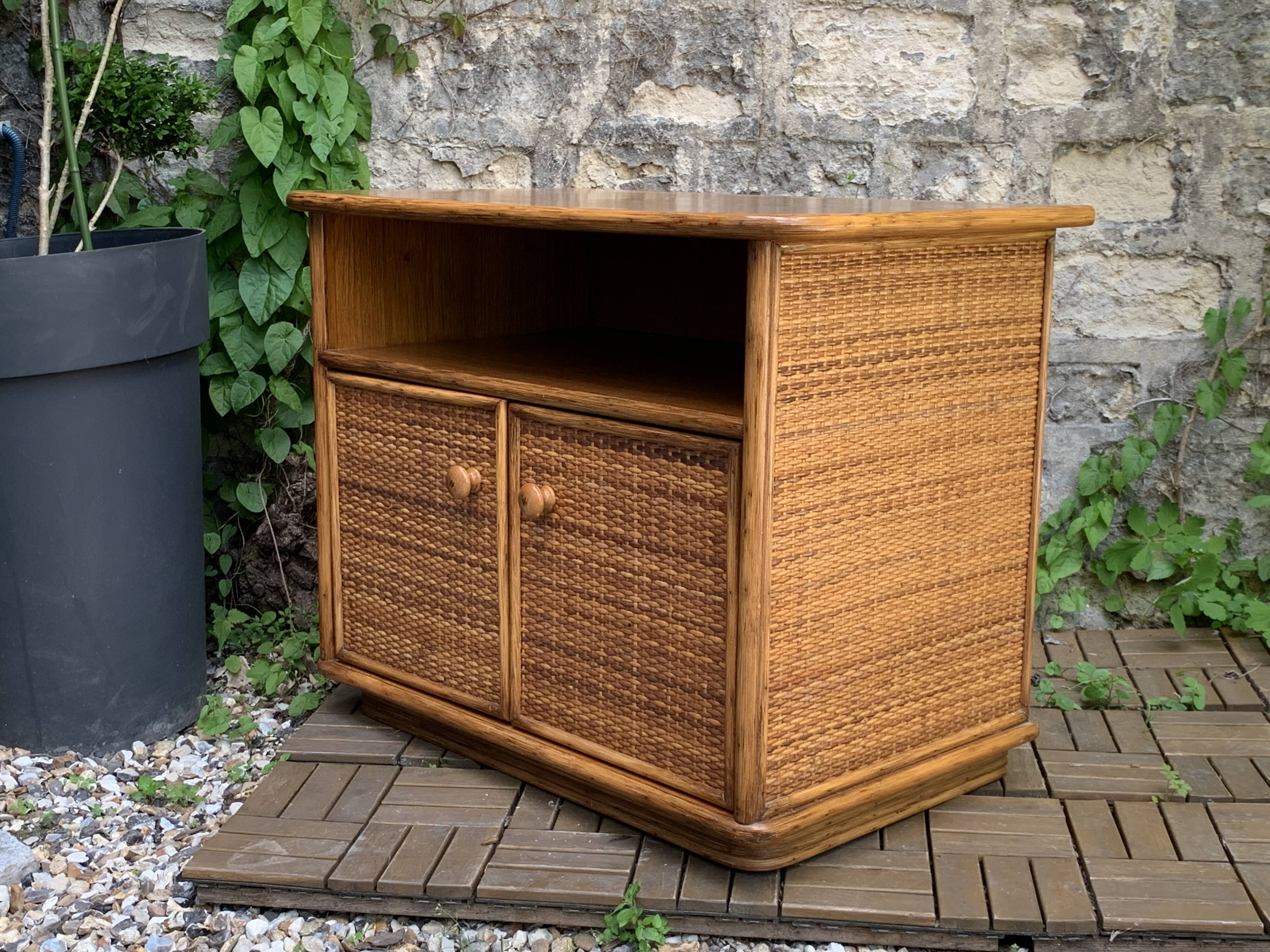 Oak rattan and woven wicker furniture 1980